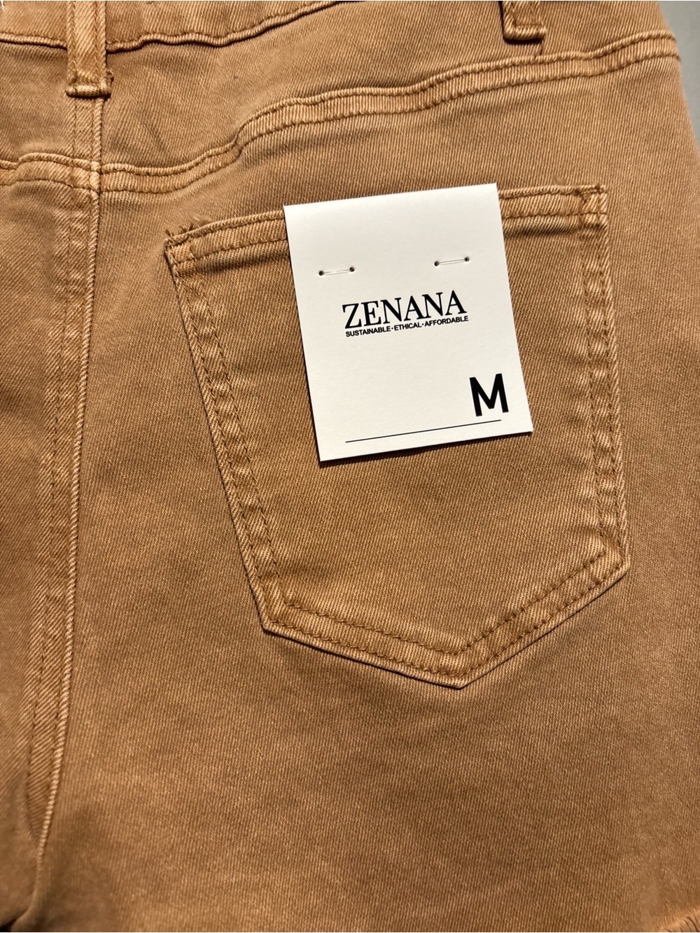 Zenana Outfitters Tan Frayed Hem Denim Shorts - Picture 6 of 6